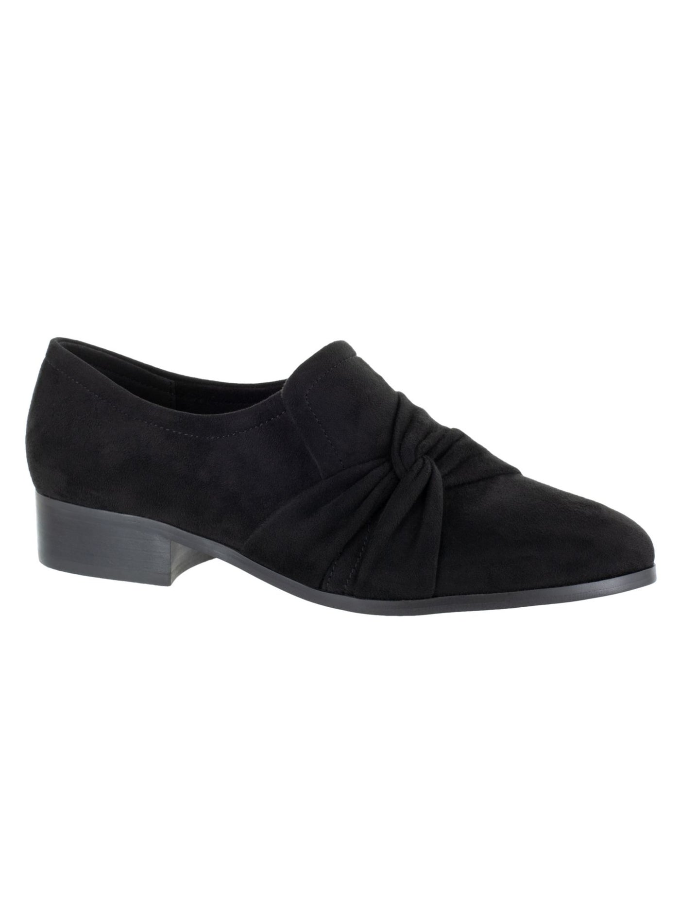 BELLA VITA Womens Black Twisted Detail Padded Comfort Billie Ii Almond Toe Block Heel Slip On Loafers Shoes 6.5 W
