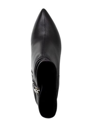 BELLA VITA Womens Black Ruched Padded Danielle Pointed Toe Stiletto Zip-Up Leather Booties 6.5 M