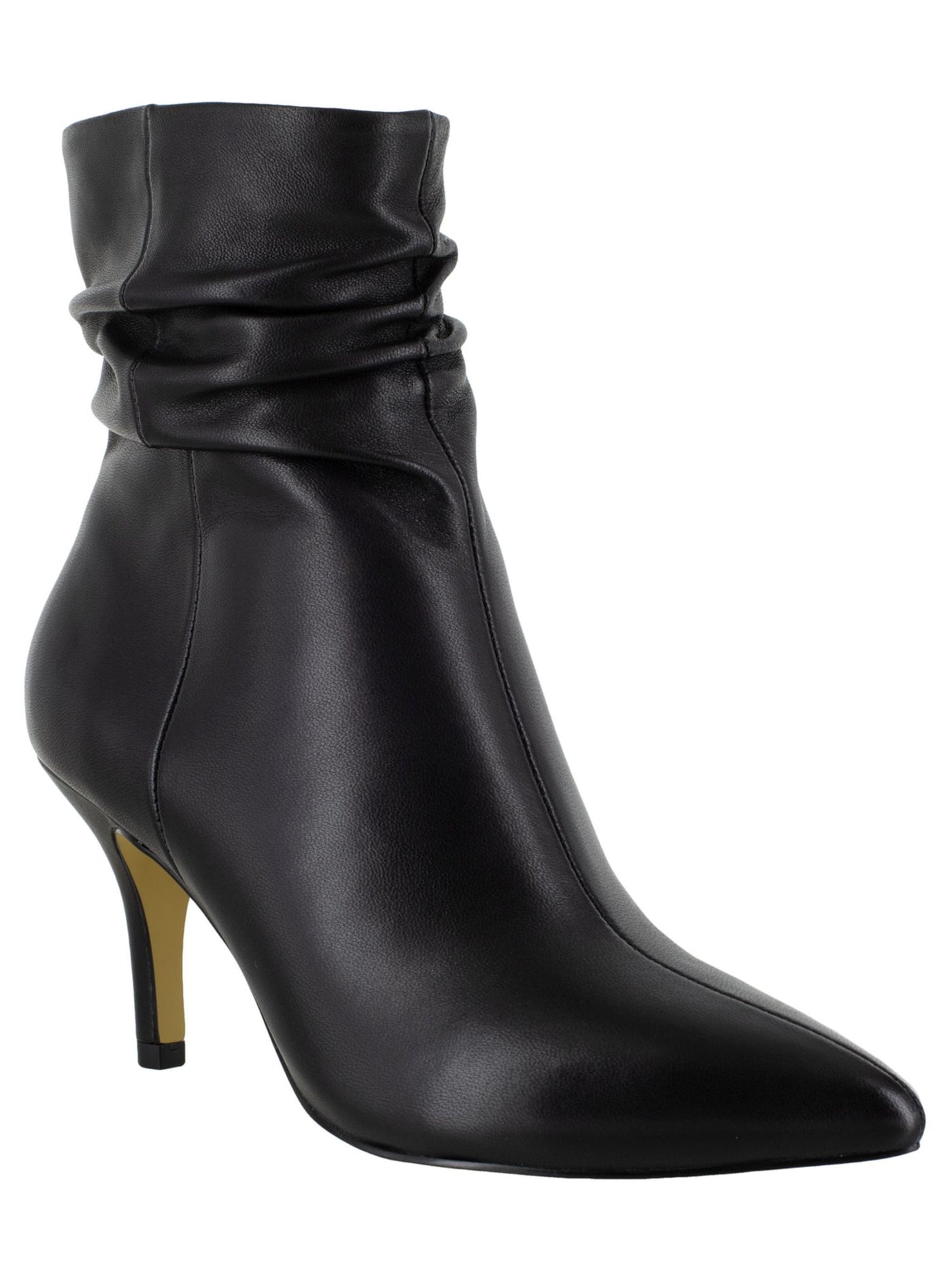 BELLA VITA Womens Black Ruched Padded Danielle Pointed Toe Stiletto Zip-Up Leather Booties 8 M