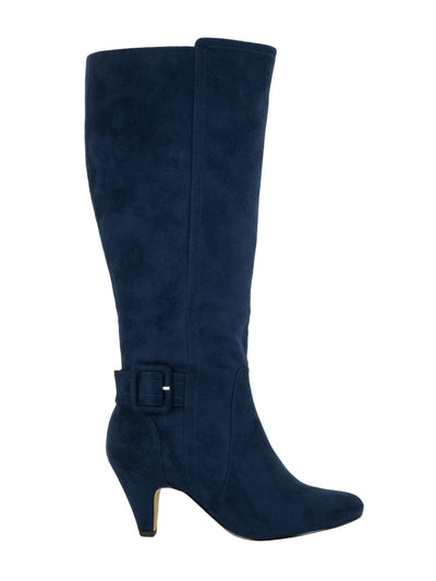 BELLA VITA Womens Navy Buckle Accent Padded Troy Ii Almond Toe Zip-Up Heeled Boots 9.5 M