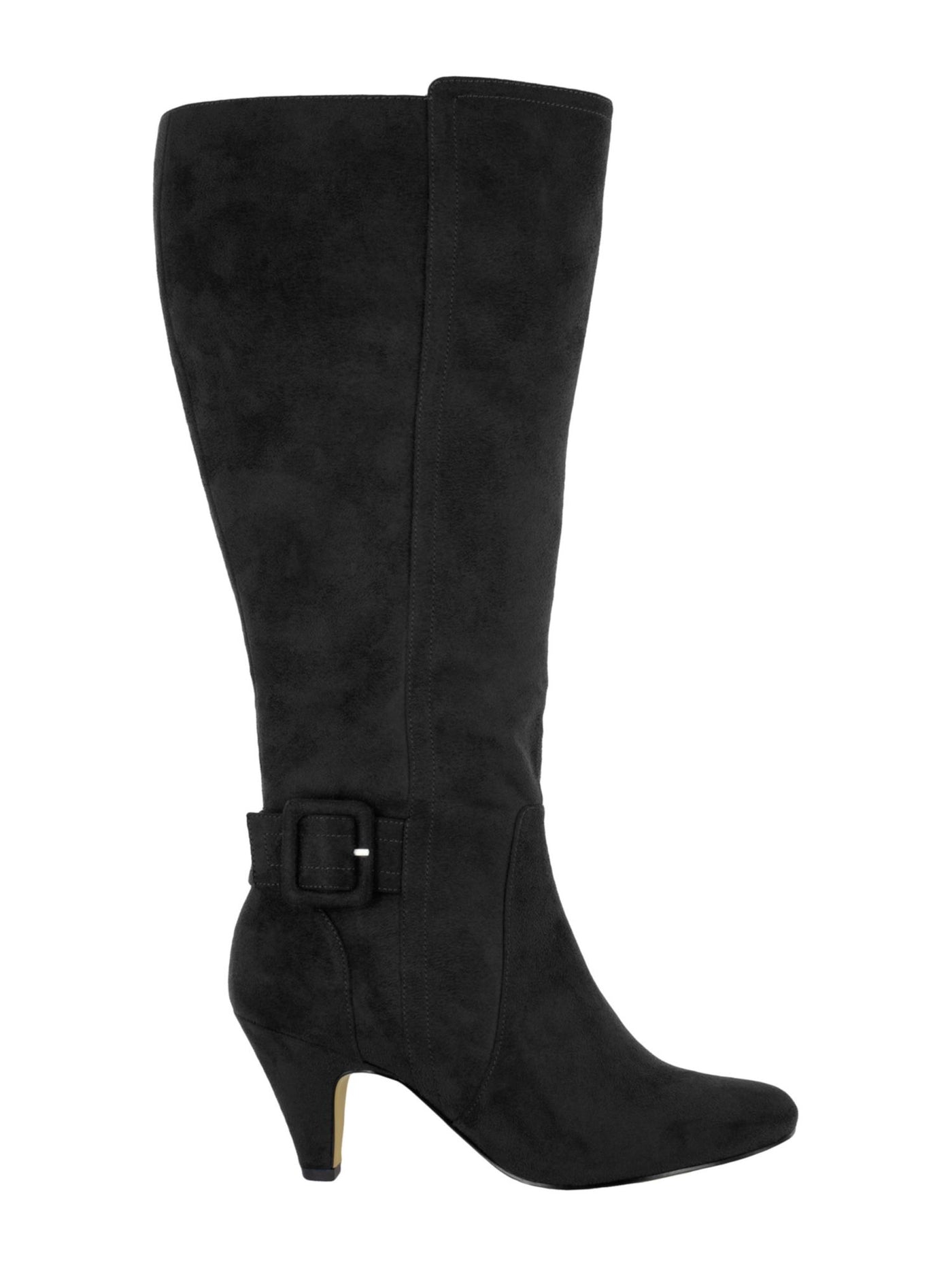 BELLA VITA Womens Black Covered Buckle Accent Padded Wide Calf Troy Ii Almond Toe Sculpted Heel Zip-Up Heeled Boots 10 WW WC