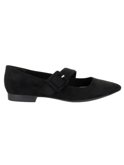 BELLA VITA Womens Black Mary Jane Padded Virginia Ii Pointed Toe Buckle Flats Shoes 6.5 W