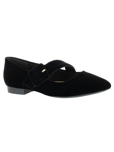 BELLA VITA Womens Black Mary Jane Padded Virginia Ii Pointed Toe Buckle Flats Shoes 8 W