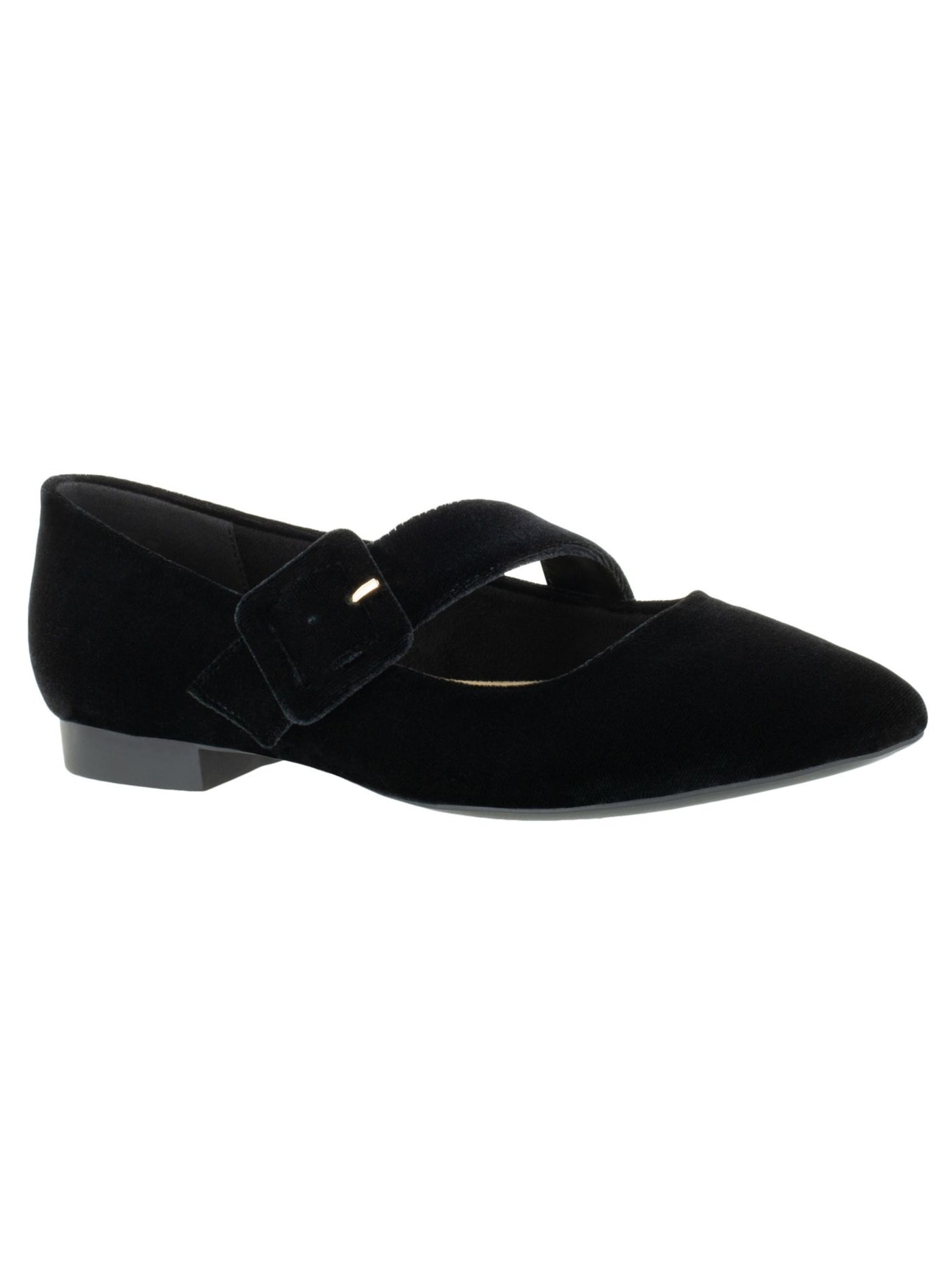 BELLA VITA Womens Black Mary Jane Padded Virginia Ii Pointed Toe Buckle Flats Shoes 11 M