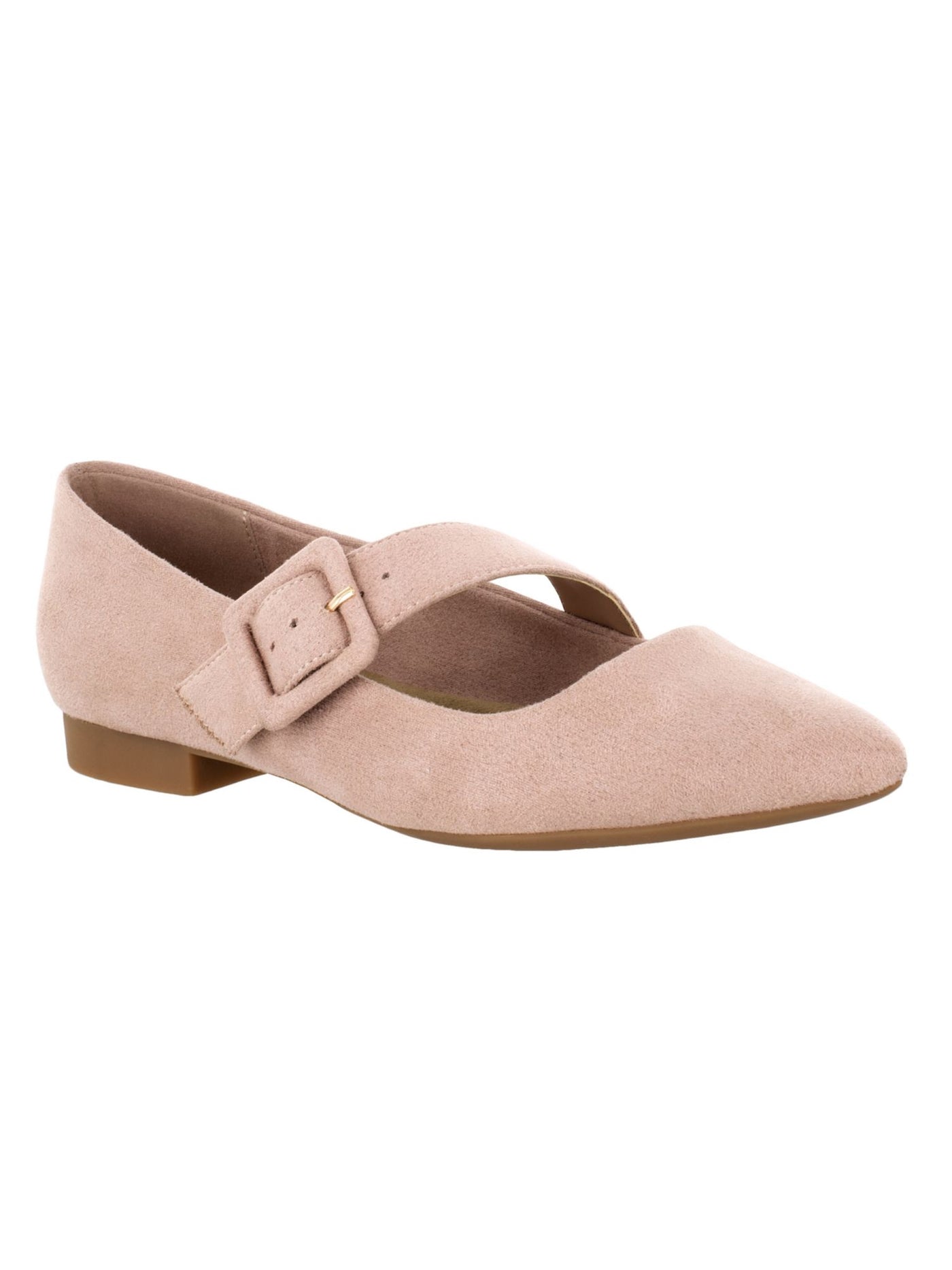 BELLA VITA Womens Pink Mary Jane Padded Asymmetrical Virginia Pointed Toe Block Heel Buckle Flats Shoes 8.5 M