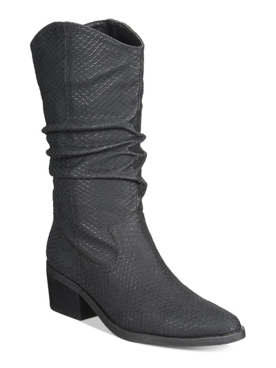 DOLCE VITA Womens Black Scales Cushioned Zelie Pointy Toe Block Heel Zip-Up Slouch Boot 9 M