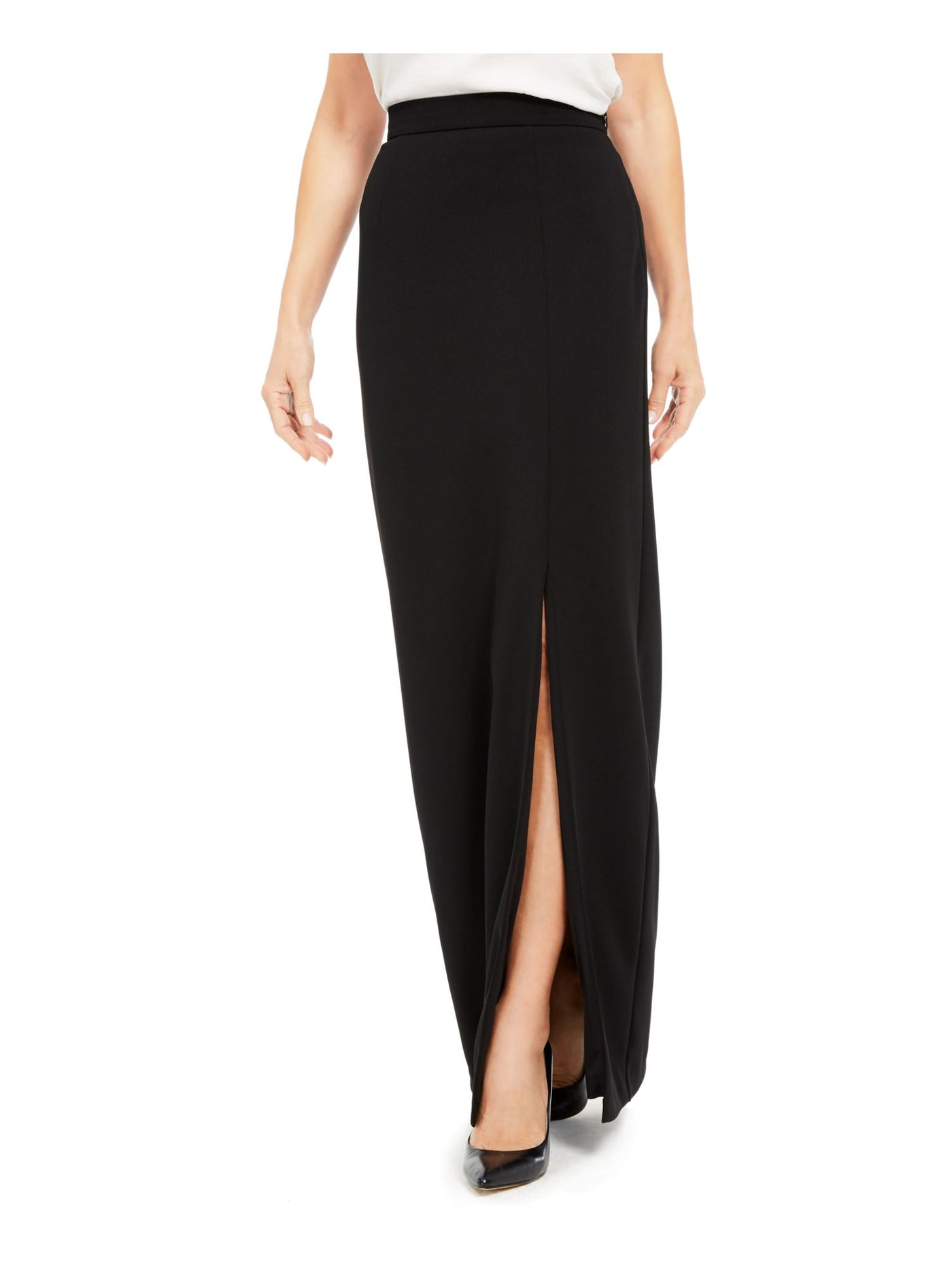 ADRIANNA PAPELL Womens Black Slitted Zippered Full-Length Evening Skirt 16