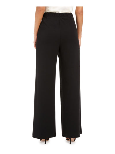 ADRIANNA PAPELL Womens Black Stretch Zippered Elastic-waist Draped Evening Wide Leg Pants 4