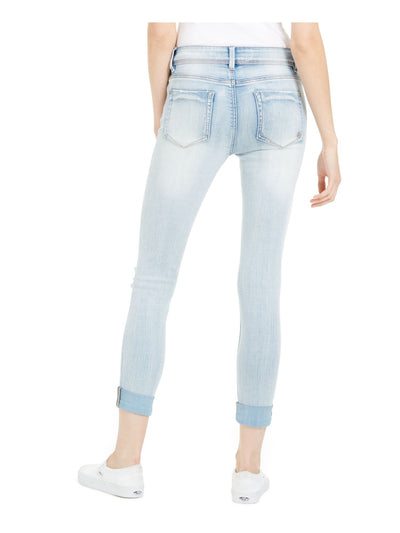 INDIGO REIN Womens Blue Frayed Skinny Jeans Juniors W24/ L27