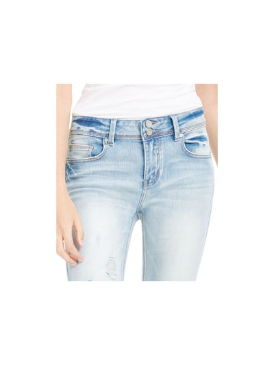 INDIGO REIN Womens Blue Frayed Skinny Jeans Juniors W24/ L27