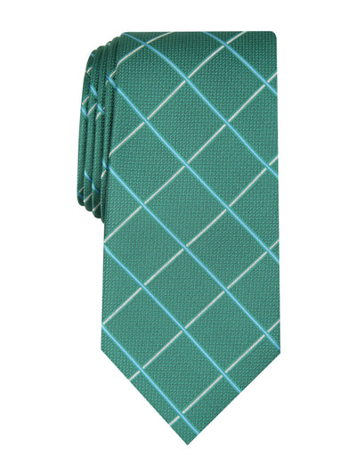 CLUBROOM Mens Green Grid Slim Neck Tie