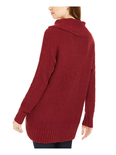 STYLE & COMPANY Womens Burgundy Textured Long Sleeve Cowl Neck Sweater Petites PS