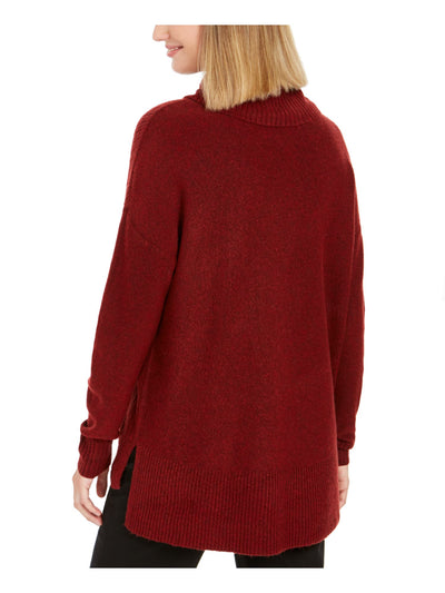 STYLE & COMPANY Womens Maroon Textured Ribbed Long Sleeve Turtle Neck Sweater Petites PS