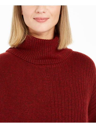 STYLE & COMPANY Womens Maroon Textured Ribbed Long Sleeve Turtle Neck Sweater Petites PS