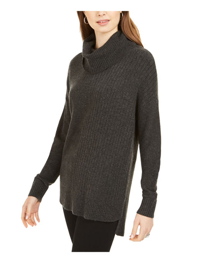 STYLE & COMPANY Womens Black Textured Ribbed Heather Long Sleeve Turtle Neck Sweater Petites PS