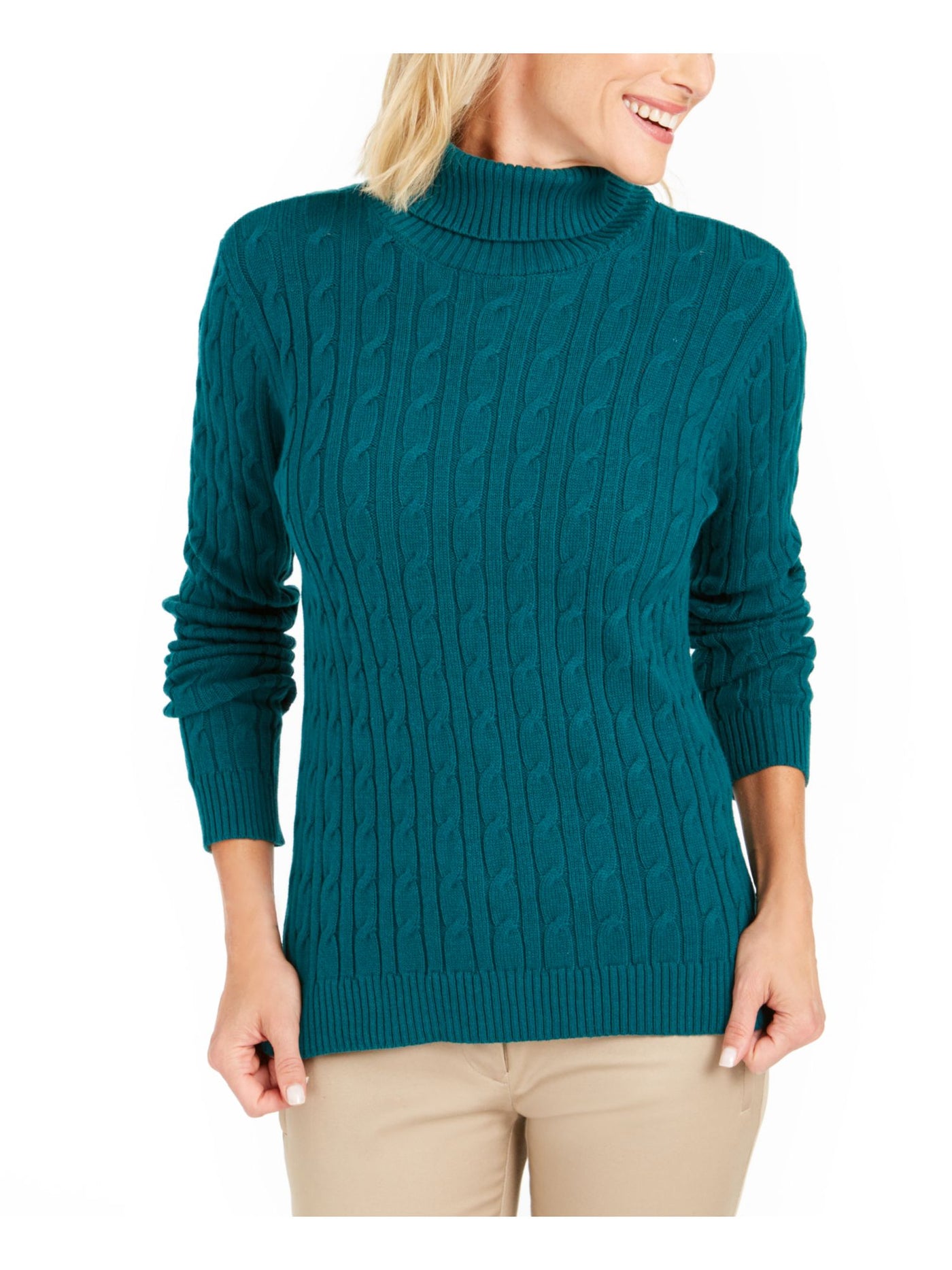 CHARTER CLUB Womens Teal Textured Embellished Patterned Long Sleeve Jewel Neck Sweater XL