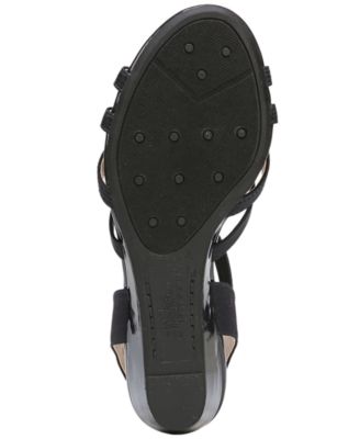 LIFE STRIDE Womens Navy Stretch Comfort Crisscross Straps Cushioned Strappy Yaya Round Toe Wedge Slip On Slingback Sandal W
