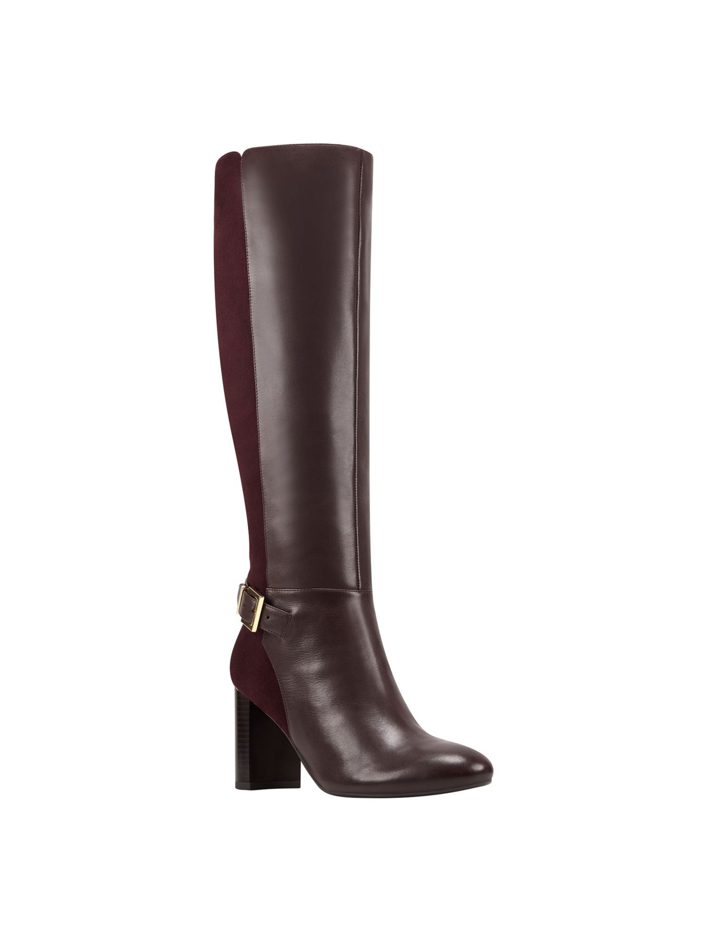 BANDOLINO Womens Burgundy Two Toned Biyla Almond Toe Block Heel Zip-Up Leather Boots 8 M