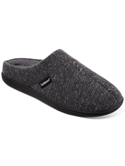 ISOTONER Mens Gray Heathered Knit Hoodback Moisture Wicking Comfort Preston Round Toe Slip On Slippers Shoes 8-9