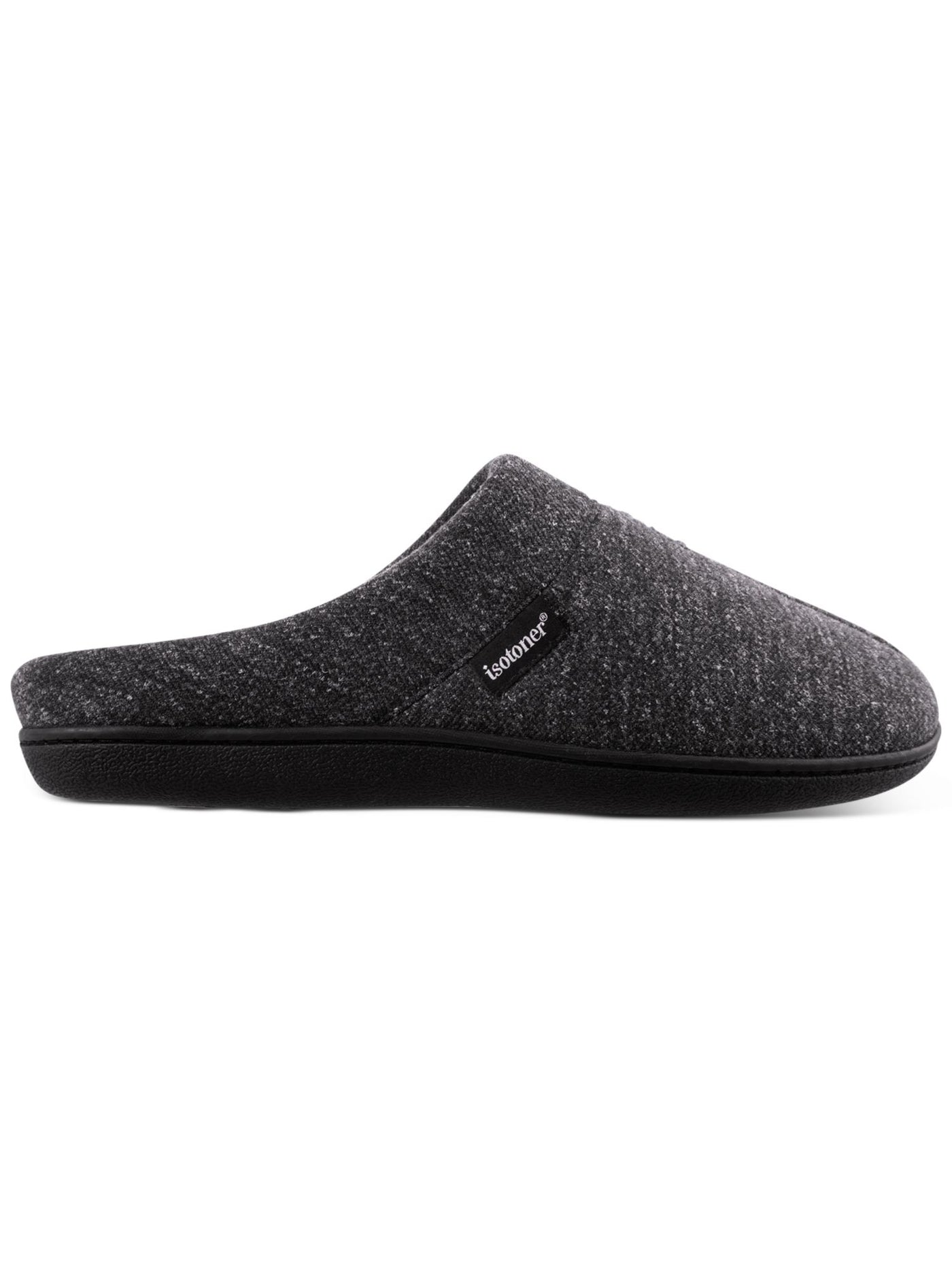 ISOTONER Mens Gray Heathered Knit Hoodback Moisture Wicking Comfort Preston Round Toe Slip On Slippers Shoes 8-9