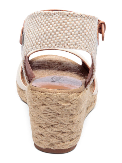 LUCKY BRAND Womens Coral Geometric Ankle Strap Comfort Kyndra Round Toe Wedge Buckle Espadrille Shoes 11 M