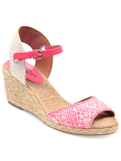 LUCKY BRAND Womens Coral Geometric Ankle Strap Comfort Kyndra Round Toe Wedge Buckle Espadrille Shoes 11 M