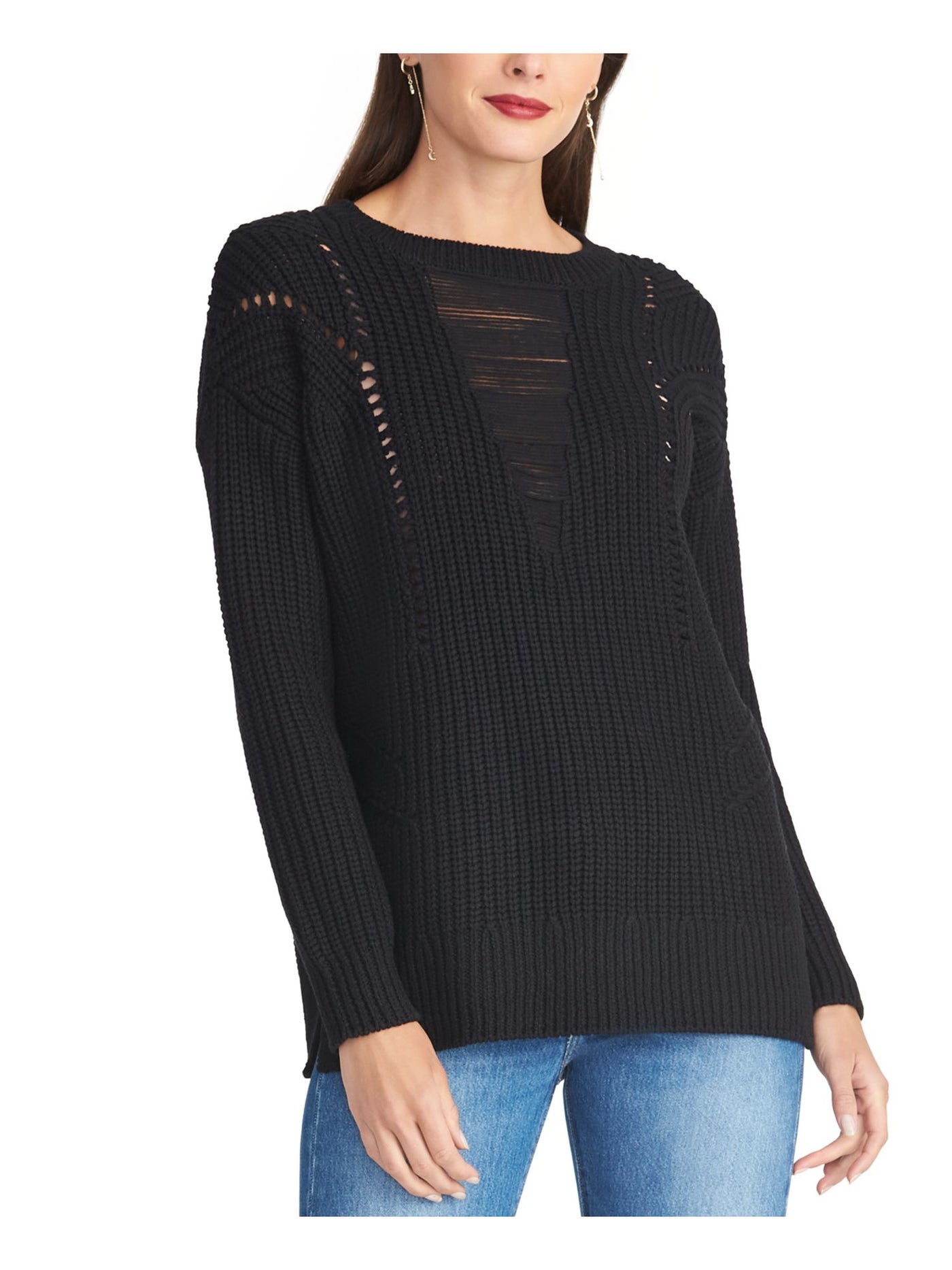 RACHEL RACHEL ROY Womens Black Long Sleeve Jewel Neck Sweater M