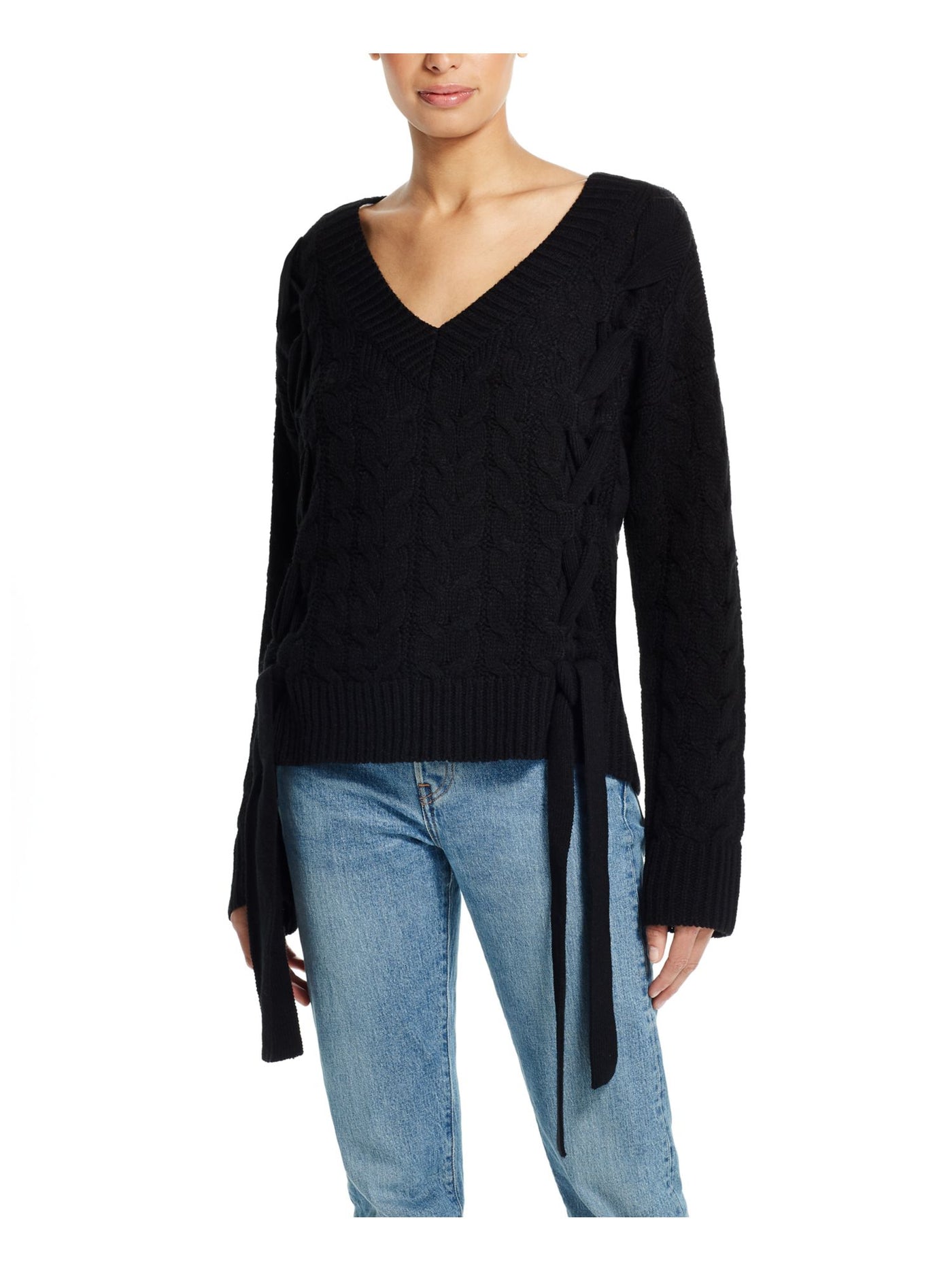 WEATHERPROOF VINTAGE Womens Black Long Sleeve V Neck Sweater S