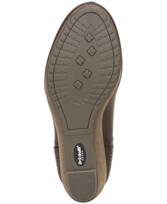 DR SCHOLLS Womens Brown 1/2" Platform Stretch Gore Perforated Comfort Harlow Almond Toe Wedge Slip On Dress Shootie M