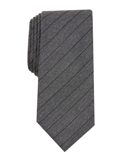 ALFANI Mens Black Maximus Solid Striped Polyester Slim Neck Tie