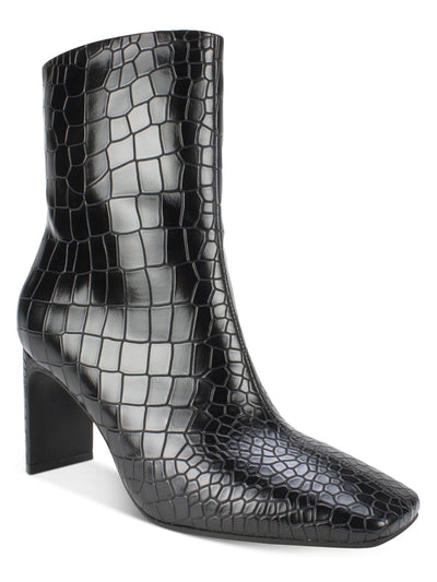 SEVEN DIALS Womens Black Croco Embossed Cushioned Nicole Square Toe Sculpted Heel Zip-Up Dress Booties 11 M