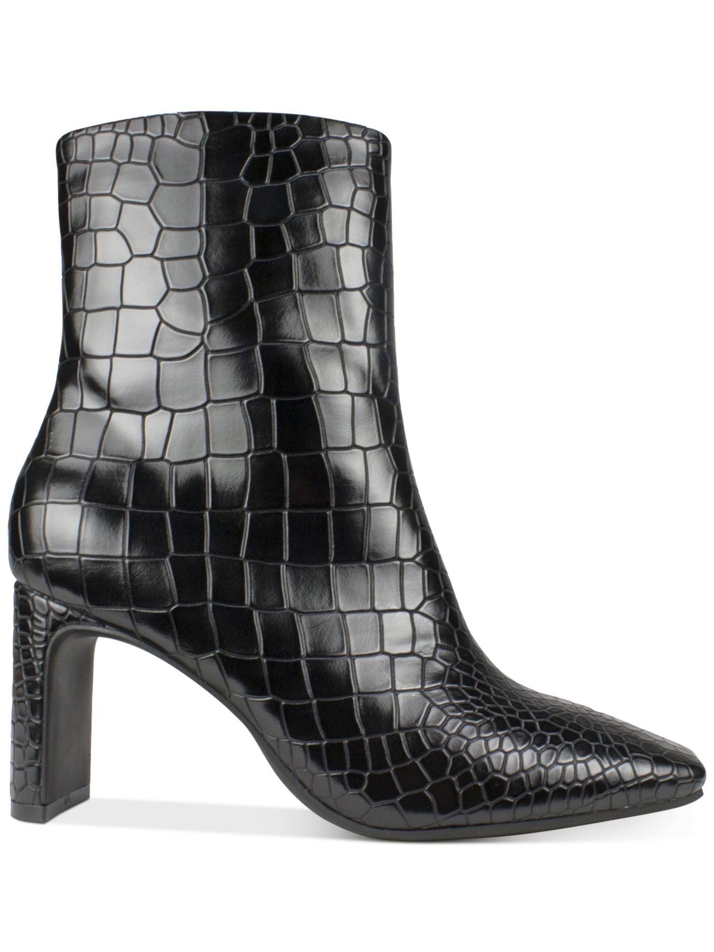 SEVEN DIALS Womens Black Croco Embossed Cushioned Nicole Square Toe Sculpted Heel Zip-Up Dress Booties 9.5 M