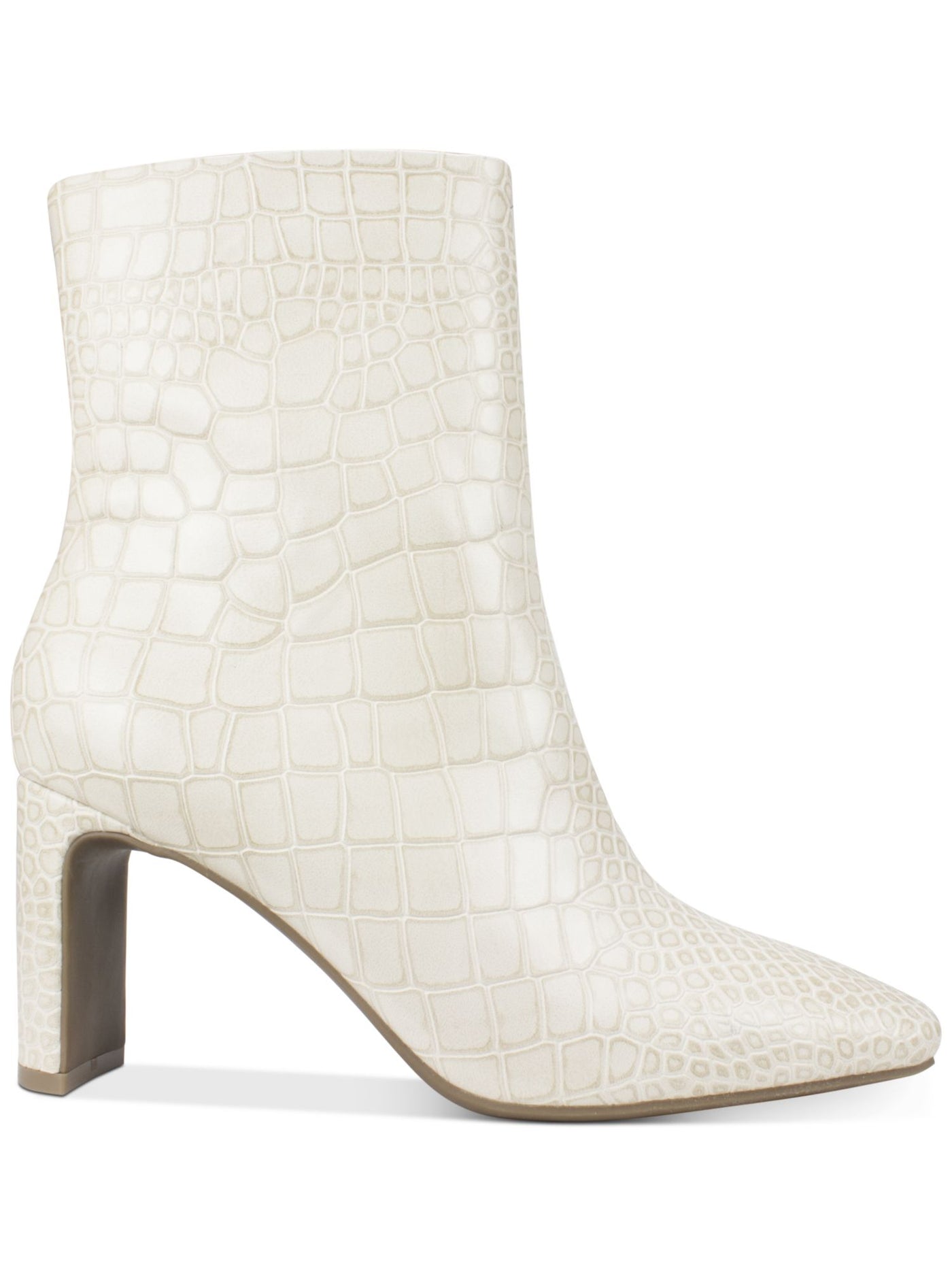 SEVEN DIALS Womens Ivory Croco Embossed Cushioned Nicole Square Toe Sculpted Heel Zip-Up Dress Booties 9.5 M