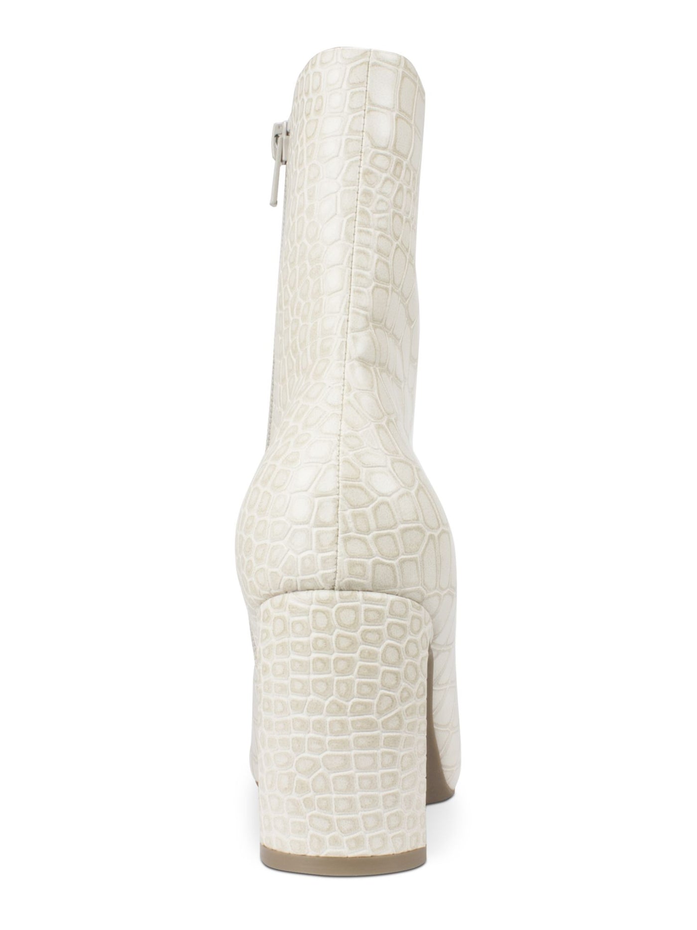 SEVEN DIALS Womens Ivory Croco Embossed Cushioned Nicole Square Toe Sculpted Heel Zip-Up Dress Booties 8.5 M