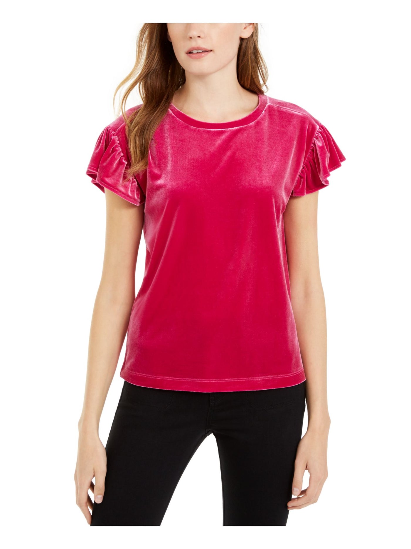 MAISON JULES Womens Pink Short Sleeve Crew Neck Top XS