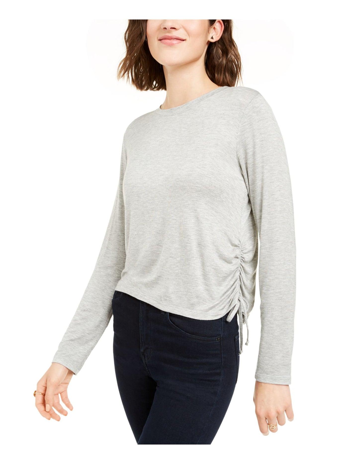 REBELLIOUS ONE Womens Gray Long Sleeve Jewel Neck Sweater Juniors M