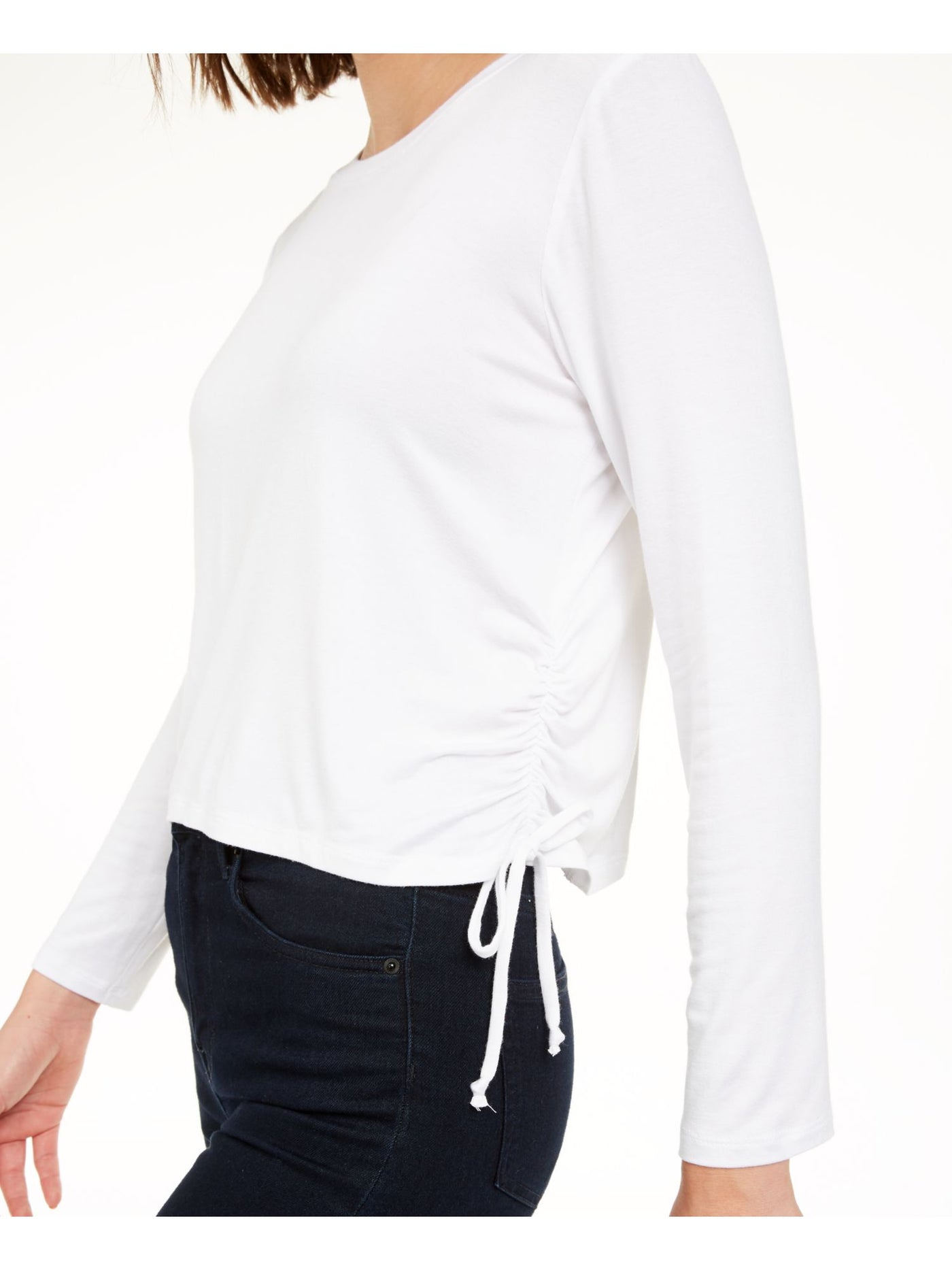 REBELLIOUS ONE Womens Tie Long Sleeve Jewel Neck Sweater