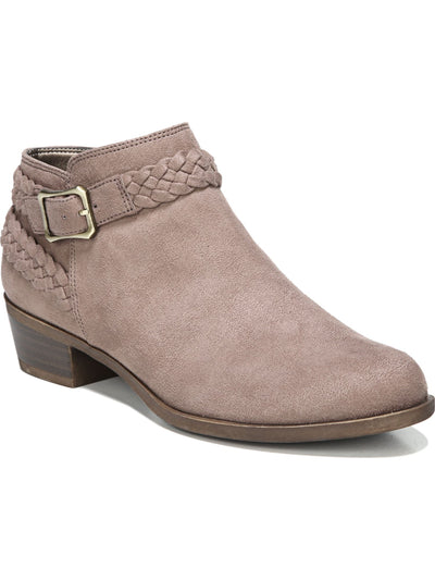 LIFE STRIDE Womens Beige Braided Accent Straps Padded Buckle Accent Adriana Almond Toe Block Heel Zip-Up Booties 11 W