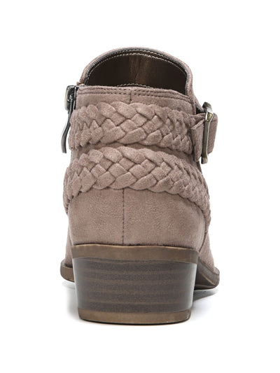 LIFE STRIDE Womens Beige Braided Accent Straps Padded Buckle Accent Adriana Almond Toe Block Heel Zip-Up Booties 11 W