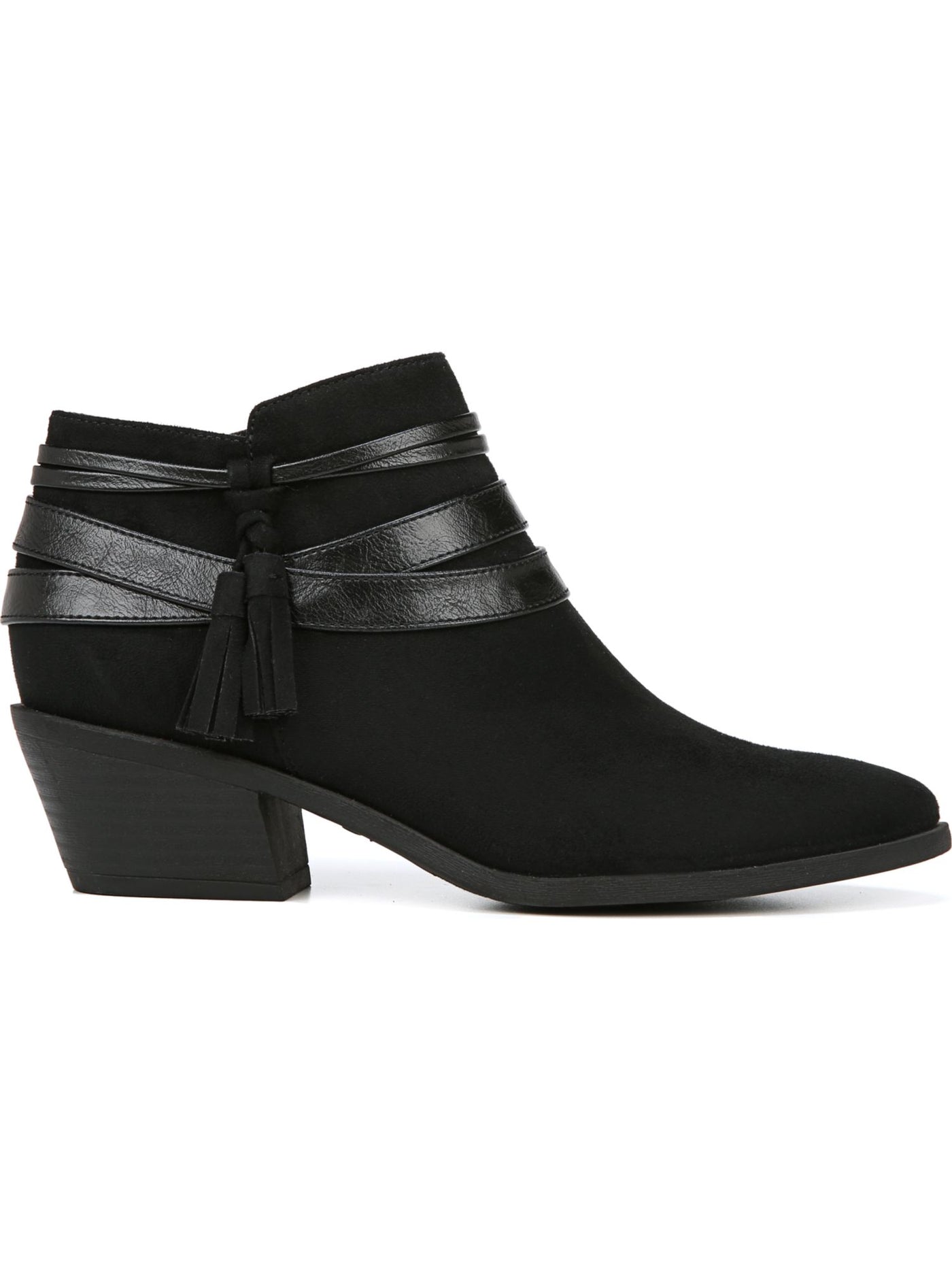 LIFE STRIDE Womens Black Strappy Cushioned Tasseled Paloma Almond Toe Block Heel Zip-Up Booties 8 M