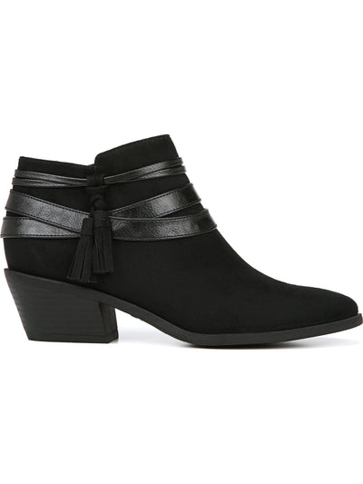 LIFE STRIDE Womens Black Strappy Cushioned Tasseled Paloma Almond Toe Block Heel Zip-Up Booties 8 M