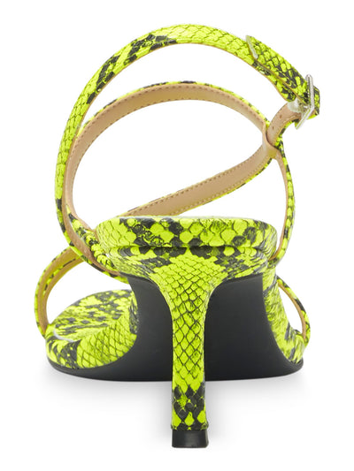 INC Womens Yellow Snake Asymmetrical Strappy Loreline Square Toe Stiletto Buckle Dress Sandals 6 M