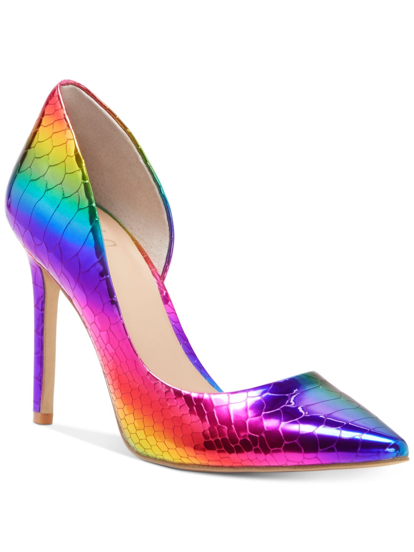 INC Womens Pink Scales Rainbow Reflective Kenjay Pointed Toe Stiletto Slip On Pumps Shoes 5 M