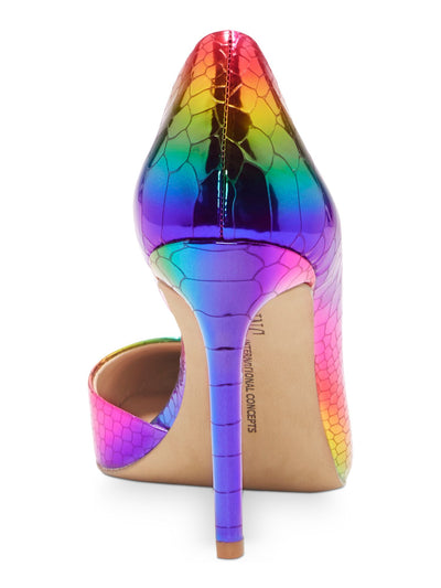 INC Womens Pink Scales Rainbow Reflective Kenjay Pointed Toe Stiletto Slip On Pumps Shoes 5 M