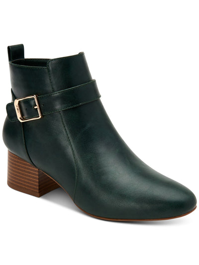 CHARTER CLUB Womens Green Pull Tab Buckle Accent Katiaa Round Toe Block Heel Zip-Up Booties 6.5 M