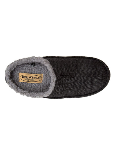 DEER STAGS SLIPPEROOZ Mens Black Herringbone Comfort Nordic Round Toe Slip On Slippers Shoes 11 M