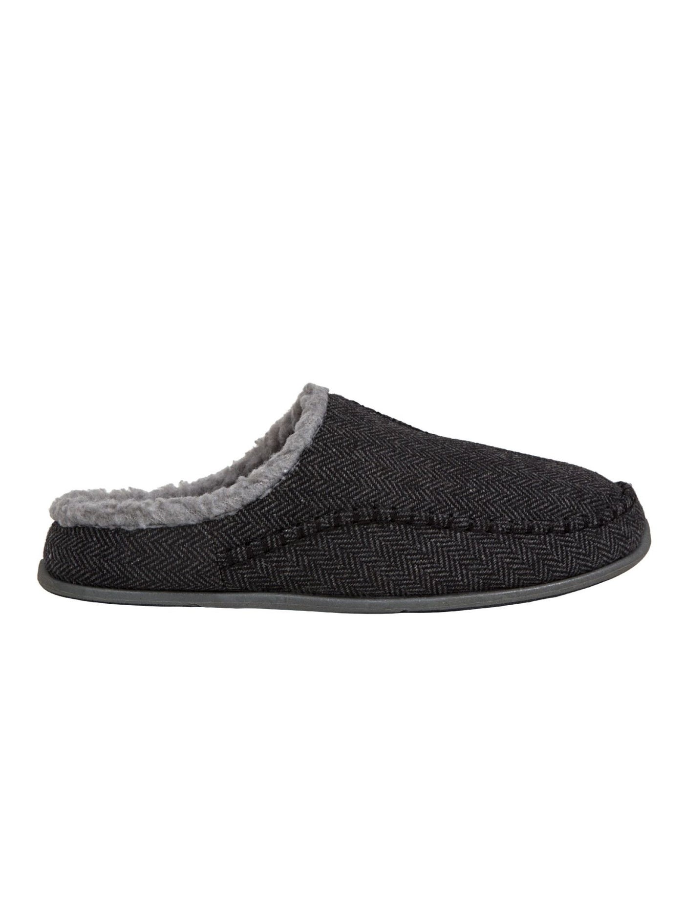 DEER STAGS SLIPPEROOZ Mens Black Herringbone Comfort Nordic Round Toe Slip On Slippers Shoes 10 M