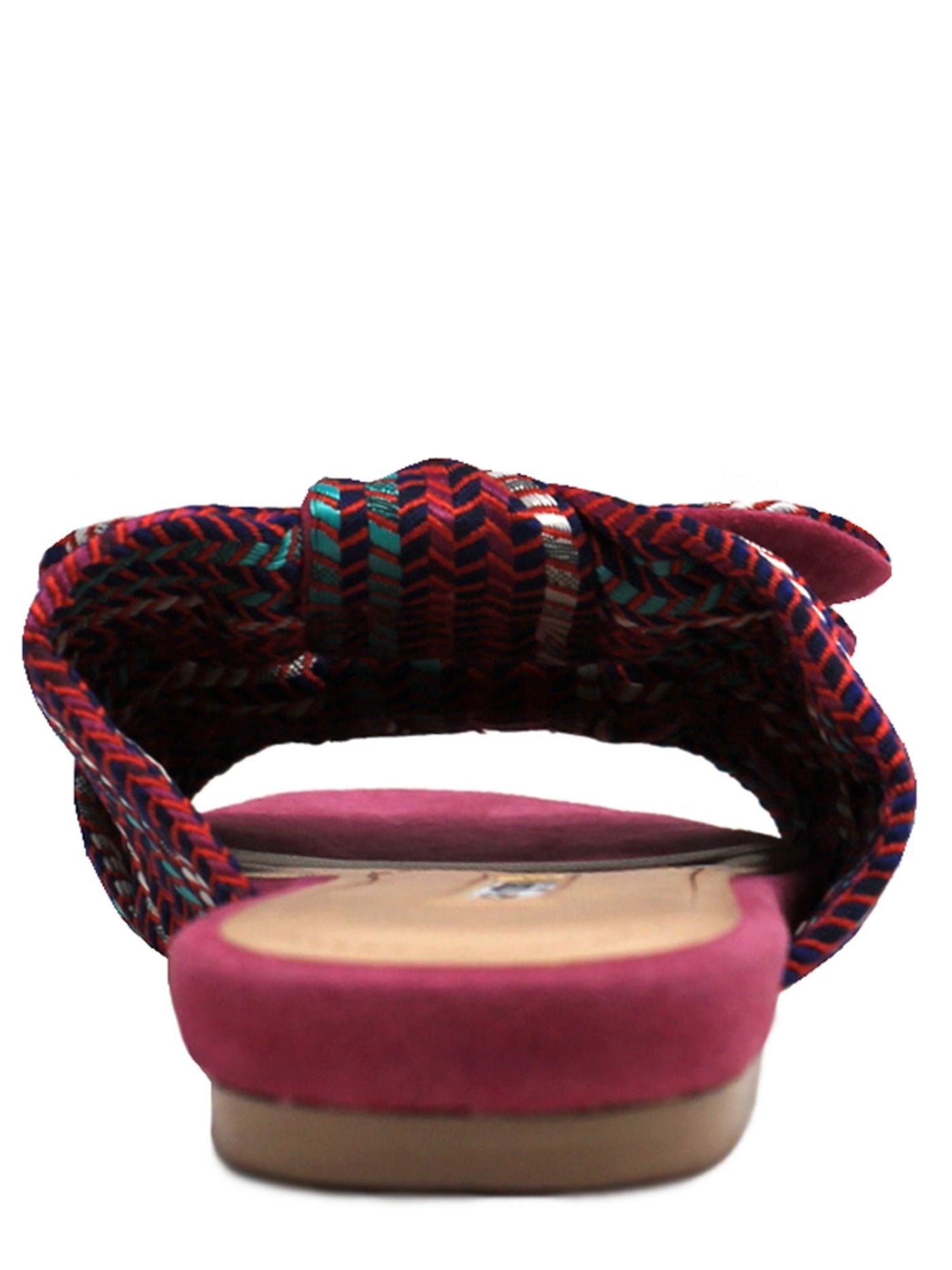 CHARLES DAVID Womens Pink Herringbone Bow Accent Comfort Soufflï¿½ Round Toe Block Heel Slide Sandals Shoes 7 M