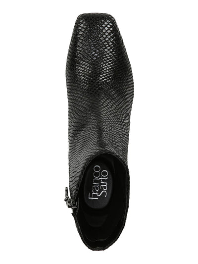 FRANCO SARTO Womens Black Snake Print Metallic Heel Accent Comfort Marquee Square Toe Block Heel Zip-Up Dress Booties 9 M