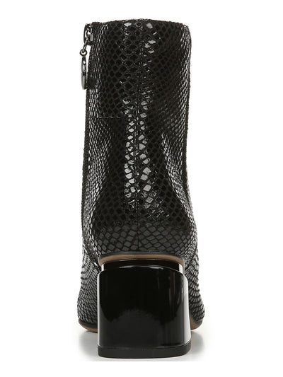 FRANCO SARTO Womens Black Snake Print Metallic Heel Accent Comfort Marquee Square Toe Block Heel Zip-Up Dress Booties 9 M